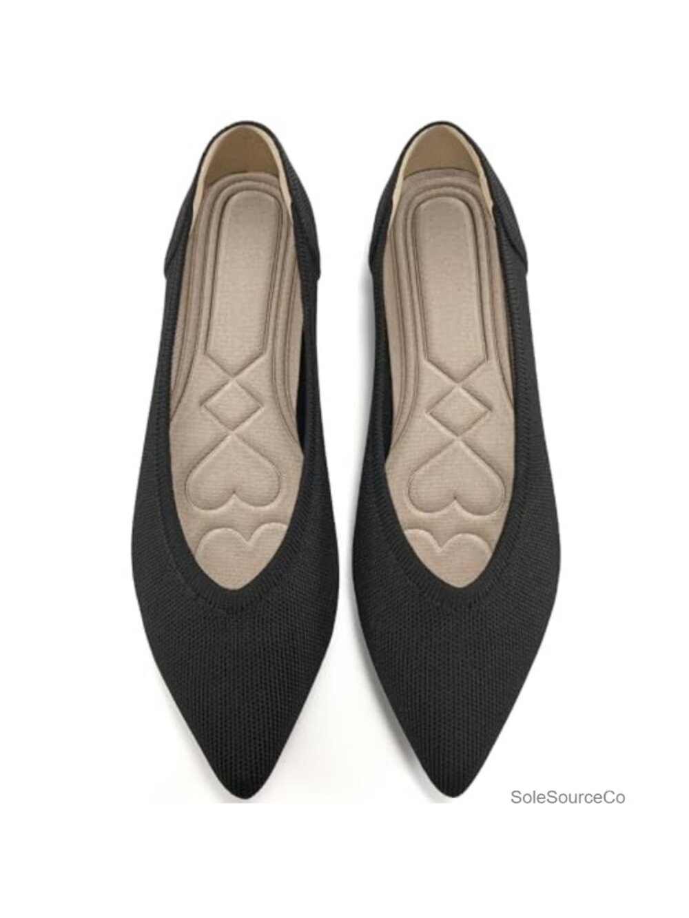 Women's Ballet Flats Pointed Toe Slip On Knit Shoes Memory Foam Comfortable